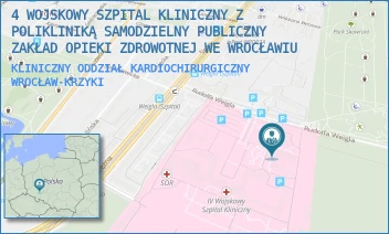 KLINICZNY ODDZIAŁ KARDIOCHIRURGICZNY - 4 WOJSKOWY SZPITAL KLINICZNY Z POLIKLINIKĄ SAMODZIELNY PUBLICZNY ZAKŁAD OPIEKI ZDROWOTNEJ WE WROCŁAWIU - UL. RUDOLFA WEIGLA 5,  WROCŁAW-KRZYKI