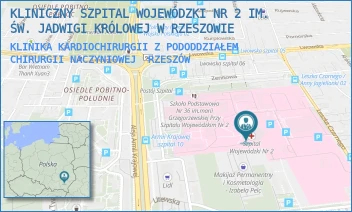 KLINIKA KARDIOCHIRURGII Z PODODDZIAŁEM CHIRURGII NACZYNIOWEJ - KLINICZNY SZPITAL WOJEWÓDZKI NR 2 IM. ŚW. JADWIGI KRÓLOWEJ W RZESZOWIE - UL. LWOWSKA 60,  RZESZÓW